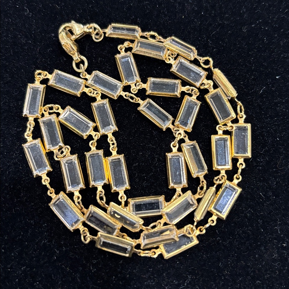 Rectangular Bezel Cut Crystal Necklace - image 2
